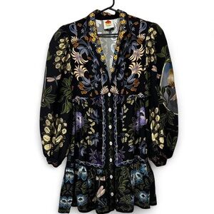 Farm Rio Black Floral Mini Dress